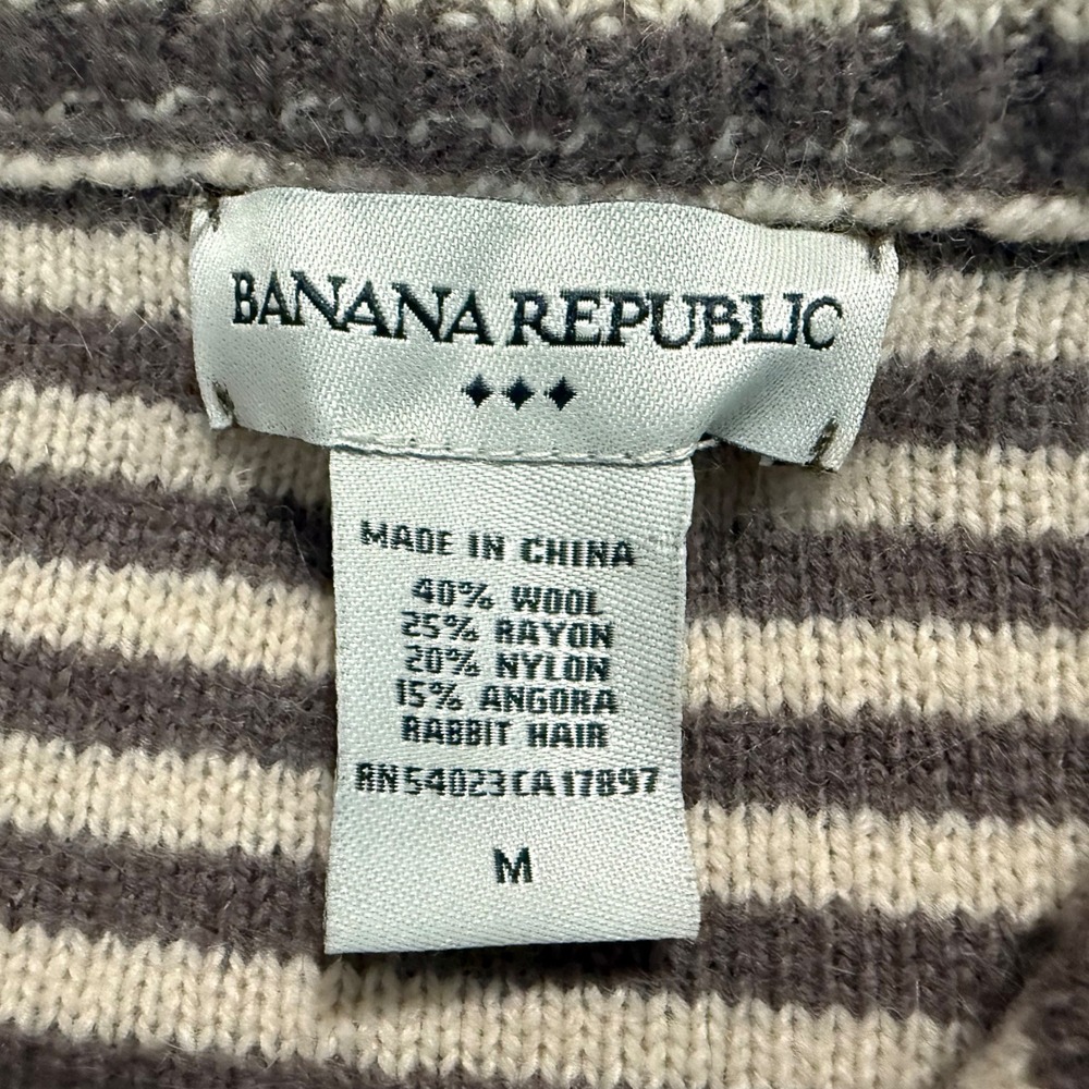 Banana Republic Wool Angora Striped Knit Button Sweater Shawl Collar Size M‎ - Picture 3 of 9